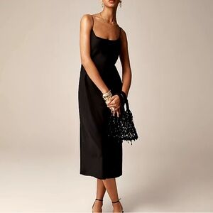 J Crew Gwyneth Cupro Blend Black Maxi Slip Dress